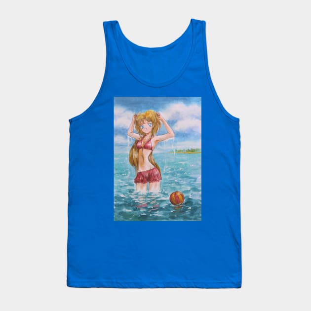 Minako on Summer Vacation Tank Top by eosofdawn